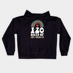 Happy 120th Day of School Teachers 1st Grade Rainbow Kids Hoodie